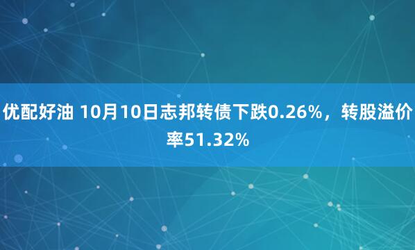 优配好油 10月10日志邦转债下跌0.26%，转股溢价率51.32%